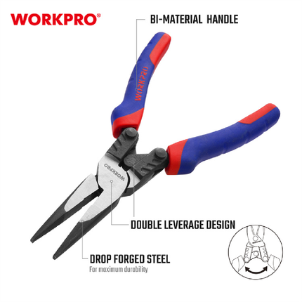 WORKPRO 8-inch 200mm Heavy Duty Industrial Long Nose Pliers (WP231088)