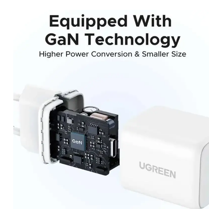 شاحن سريع UGREEN بقوة 30 واط، منفذين، بتقنية GaN، متعدد الألوان / X516