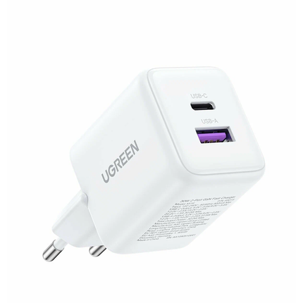 شاحن سريع UGREEN بقوة 30 واط، منفذين، بتقنية GaN، متعدد الألوان / X516